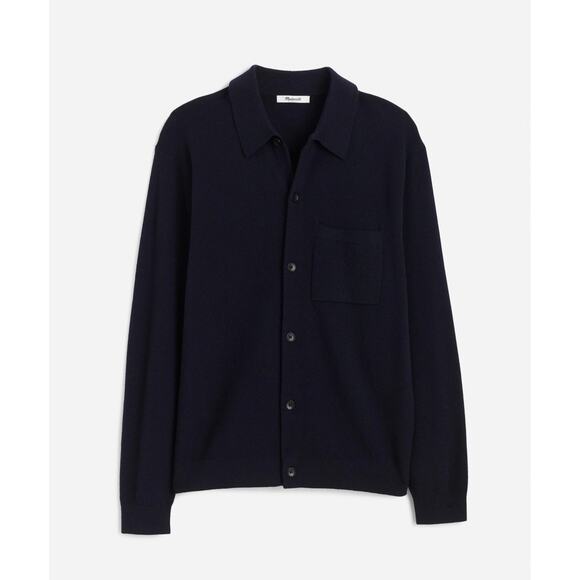 Madewell NWOT Men’s Navy Blue Half Milano Stitch Collared Cardigan size XL - Picture 1 of 8
